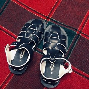 Navy leather (or leather like) Sandal gender neutral
